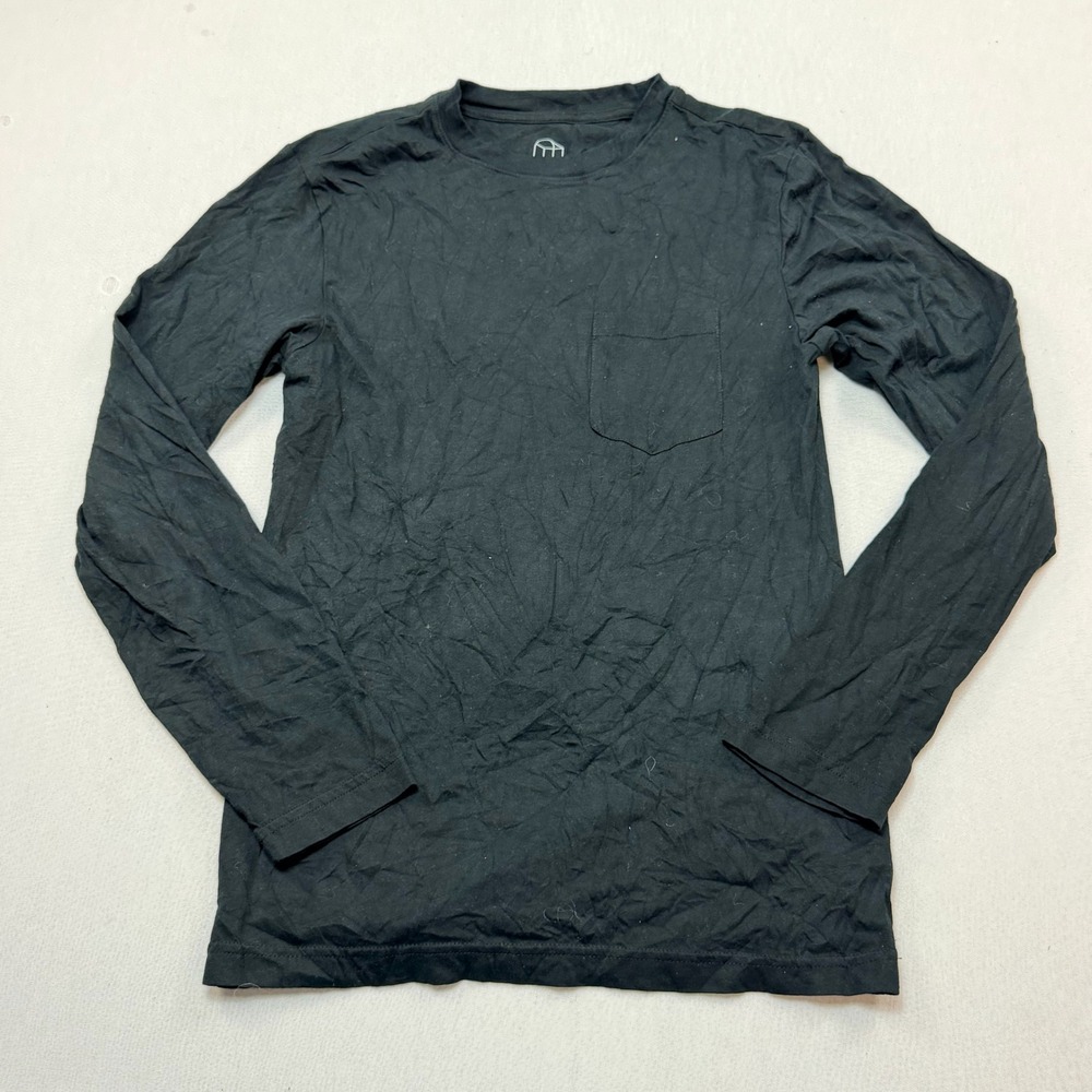 Tentree Long Sleeve Shirt Mens Small Black Excellent Pocket Crew Neck Tee